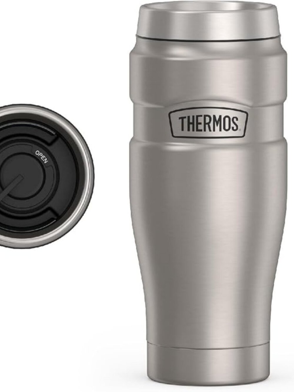 THERMOS Stainless King Vacuum-Insulated Travel Tumbler, 16 Ounce, Matte Steel